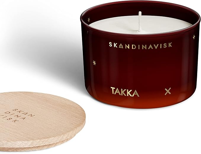 Skandinavisk TAKKA 'Fireplace' Scented Candle. Fragrance Notes: Hacked Pine, Haysmoke and Raw Wool. Masculine Scent. 3.17 oz.
