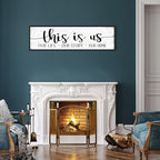 This Is Us Sign Wall Decor: Family Signs for Home Decor Living Room Wall Art Framed 16"x48"Large Farmhouse Rustic Home Sign Wall Decor Above Bed,Country Wall Plaques Hanging Master Bedroom Decor