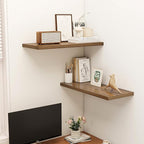 32" Floating Shelves for Wall, 12" Deep Slim Walnut Floating Shelves, Wall-Mounted Shelves for Bedroom, Living Room, Kitchen, Bathroom - Set of 2