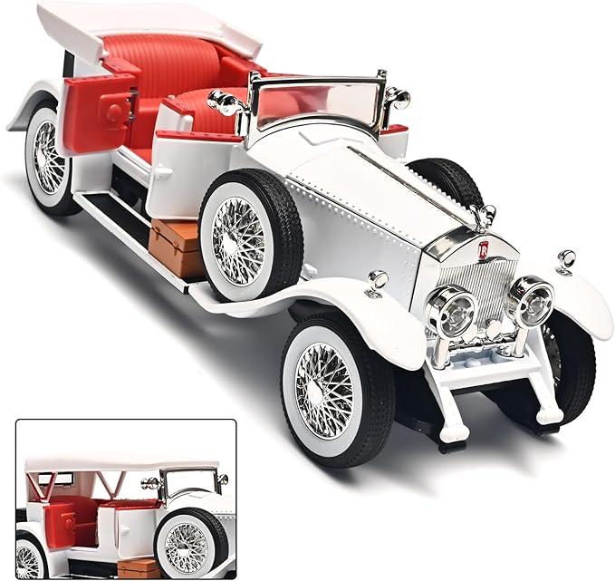 Model Car Kits Adults and Boys 1/24 Diecast Cars Phantom Generation Vintage Car Collectibles,Die Cast Metal Pull Back Cars with Lights and Sounds,Toy Cars for Boys Age 3-12（White）