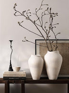 White Ceramic Vase - Large 13.6 Inch Tall Floor Vase for Centerpieces, Farmhouse Rustic Minimalist Home Decor for Living Room, Enterway, Wedding (Sandstone White)