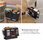 Bedside Caddy, Bed Organizer with 11 Pockets and Power Strip Holder,Versatile Bedside Storage Caddy for Home,Dorm,Bunk,Hospital,Crib Bed (Black)