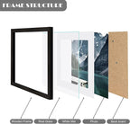 11x14 Picture Frames set of 3, Made of Glass and Black Wooden Photo frame - Displays 8x10 Picture with Mat or 11 x 14 Poster without Mat, Wall Collage Frame set