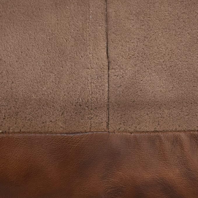 Square Shaped Goat Leather Handmade Eco-Friendly Brown Pouf - 21" x 21" x 12", Plain Solid, Recycled Foam with Fibre Fill Stuffed, Seating Pouf PF12