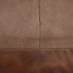 Square Shaped Goat Leather Handmade Eco-Friendly Brown Pouf - 21" x 21" x 12", Plain Solid, Recycled Foam with Fibre Fill Stuffed, Seating Pouf PF12