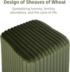 Modern Square Ottoman 2Pcs, Vertical Channel Tufted Foot Stool Ottoman, Velvet Upholstered Vanity Stool for Makeup, Bedroom, Living Room, Dark Green