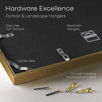 Homeforia 22x28 Picture Frame Bronze, High End Metal 22 x 28 Large Poster Frames with Mat 18 by 24 Photo, 22x28 Brass Frame Matted to 18x24 Print, 28x22 Thin Frames, Tempered Glass, Wall Kit, Set of 1