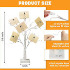 EAMBRITE Money Tree Gift Holder, Gift Card Tree 2FT 24LED, Lighted Birch Trees Battery/USB Powered Timer Photo Display with 12 Clear Clips and 12 Cards for Home Christmas Halloween Picture Memo 2 Pack