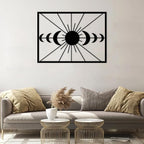 Metal Moon Phase Wall Decor - Sun and Moon Outdoor Wall Art, Set of Moons Artwork for Bedroom, Living Room, Office (Gold, 24x18in|62x46cm)