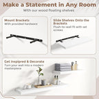 40 Inch Floating Shelves for Wall Set of 2, 8"D Wood Grain Bathroom Shelves with Invisible Brackets, Easy Install Engineered Wood Storage Shelves for Kitchen, Living Room, Bedroom, White Finish