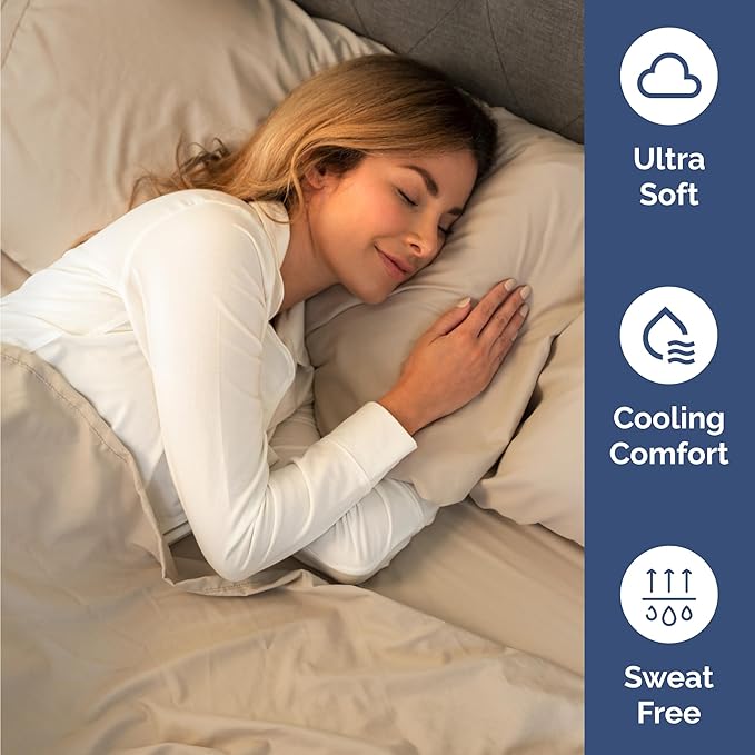 Twin Sheets Set 4 Piece - Includes 2 Pillowcases - Bed Sheets Twin Size - Soft Hotel Luxury Bedding - Cooling, Comfy, Cozy and Breathable - 1 Flat & 1 Fitted & 2 Pillowcases w/ Deep Pockets - Cream