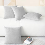 CaliTime Throw Pillow Covers Decorative 18 X 18 Inches Pack of 4 Cozy Chenille Cushion Cases for Couch Sofa Bed Living Room Home Moonbeam Gray