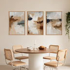 LHIUEM Large Abstract Brown Grey Framed Canvas Wall Art,Neutral Brush Stroke Pastel Wall Decor,Modern Color Block Wall Painting,Minimalist Artwork for Living Room,Bedroom,Dining Room,Office -16"x24"x3