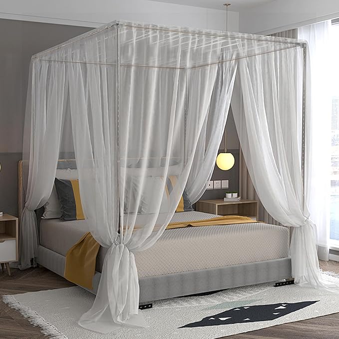 Canopy Bed Frame Post for King Size, Premium Stainless Steel Post Poles, Thicken Canopy Frame, Fit for Four-Corner and Mosquito Curtains