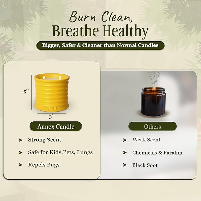 Scented Luxury Candles in Handmade Ceramic Jars, Soy Wax | Flower Bomb – Lily of The Valley & Jasmine, Large Candle | Non Toxic, 2 Wicks, Reusable Yellow Jar | Natural Spring Aromatherapy for Women