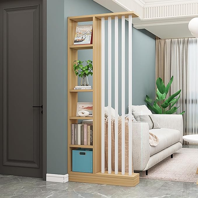 Wall Room Divider,Freestanding Room Divider with Shelves,Wood Room Divider Screen with Storage Cabinet, Wall Divider for Room Separation, for Home Office Decorative C 39.4×9.4×78.7in