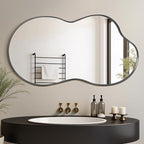 Suidia Irregular Wall Mirror, 36"x20" Bathroom Mirror Asymmetrical Mirrors Artistic Mirrors Decorative for Living Room Bedroom Bathroom Hallway Entryway, Black, Cloud Style