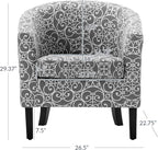 BELLEZE Accent Barrel Chair Set of 2, Linen Round Chair Club Tub Sofa Corner Chair with Flared Legs and Cozy Soft Padding for Living Room Bedroom Waiting Room - White & Gray