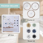 Paquesta 3 Piece Round Farmhouse Wall Decor with 6 Piece Interchangeable Flowers 12'' Medallion Wood & Metal Rustic Wall Art for Living Room Bedroom Kitchen Bathroom Dining Room Home Decorations