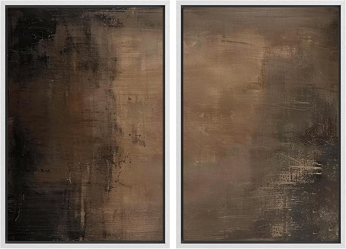 SIGNFORD Framed Canvas Print Wall Art Set Abstract Earthy Tones Modern Minimalist Abstract Shapes Illustration Modern Art Decorative Nordic Nature for Living Room, Bedroom, Office - 24"x36"x2 White