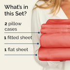 Twin Sheets Set 4 Piece - Includes 2 Pillowcases - Bed Sheets Twin Size - Soft Hotel Luxury Bedding - Cooling, Comfy, Cozy and Breathable - 1 Flat & 1 Fitted & 2 Pillowcases w/ Deep Pockets - Coral