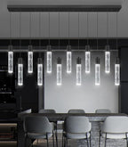 Modern Crystal Chandeliers LED Pendant Light for Kitchen Island Dining Room Entrance Foyer Living Room 6000K Black