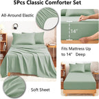 CozyLux Twin XL Comforter Set Sage Green - 5 Pieces Twin Extra Long Bed in a Bag for College Dorm, All Season Bedding Set for Girls and Boys, Soft Bed Set with Comforter, Sheets, Pillowcase & Sham