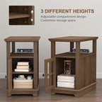 HIFYOBRO Narrow End Table with Flip Top Charging Station, Side Table Living Room, Adjustable Shelf & Power outlets, Bedside Table with Storage for Bedroom