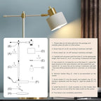 OYEARS Modern Industrial Desk Lamp for Reading LED 22.2“ Metal Table Lamp Light for Office Bedroom Study Room Living Room Nightstand Bedside Lamps Gold and Matte Cream Accent (Cream, Bulb Included)