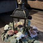 DECORKEY Lanterns Decorative Indoor&Outdoor, 14.4'' Large Black Square Hanging Lanterns, Vintage Metal Candle Holder for Outdoor Patio Front Door Porch Wedding Party Decor