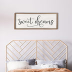 comurdyo Sweet Dreams Wall Decor Above Bed Sign 40" x 15" Master Bedroom Wooden Antique Framed Large Rustic Farmhouse Guest Room Beautiful Simple Hanging Plaque Over Bed Wall Art (Wood)