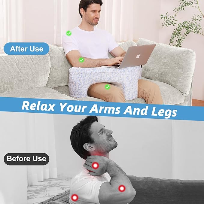 Reading and Gaming Pillow, Pillow Table with Premium Memory Foam Adjustable Comfort, Multi-Functional Lap Desk for Reading, Working, Playing, 23.6x10.2inch, Blue