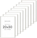 HAUS AND HUES 20 x 30 Frame Set of 9-20 By 30 Picture Frame, 20x30 Poster Frame Wood, Big 20 Inch x 30 Inch Frame, Natural 30x20 Picture Frame, 20 x 30 Picture Frame (Standalone White Oak)