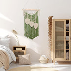 JONKASIPA Macrame Wall Hanging Bohemian Handmade Leaf Feather Wall Art Decorations, Green fringe Chic Home Decor for Apartment Dorm Living Room Bedroom