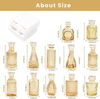 Gold Amber Glass Bud Vases Set of 12, Small Vases for Flowers, Champagne Mini Vintage Vases for Centerpieces,Bud Vase in Bulk for Wedding Decor,Single Flowers,Office and Home Table Flower Décor