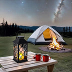 Simplelight 11 Inch Decorative Lanterns-IP44 Waterproof Outdoor Hanging Lantern, Battery Operated Decorative Lantern for Patio, Table, Fireplace with Timer, Black Color (1)