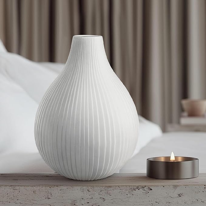 RONDURE 11.0" Modern Ceramic Table Lamp, Modern Bedside Lamps for Bedroom, Living Room and Nightstand, White Translucent Ceramic Shade, Warm Ambient Lighting, Home Decor