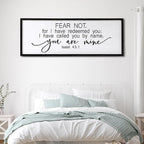 Fear Not for I Have Redeemed You Sign Framed Wall Art, 32''×12'' Rustic Religious Christian Isaiah 43:1 Bible Verse Sign, Horizontal Holy Inspirational Catholic Scripture Decor