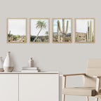SIGNWIN Framed Tropical Palm Tree Saguaro Cactus Wall Art, Set of 4 Desert Landscape Wall Decor Prints, Nature Wilderness Wall Décor for Living Room, Bedroom Black - 12"x16" Natural