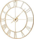 CLXEAST 30 Inch Wall Clock,Large Champagne Gold Metal Roman Numeral Wall Clock, Modern Wall Clocks for Living Room Decor,House Warming Gifts New Home