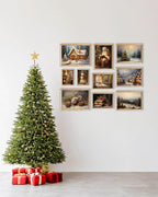 KBKBART Christmas Wall Art Prints Set of 10, Winter Christmas Picture Wall Decor Santa Xmas Tree Forest Canvas Artwork, Snow Scene Street Christmas Aesthetic Posters for Bedroom, Vintage Christmas Holiday Decor - Unframed