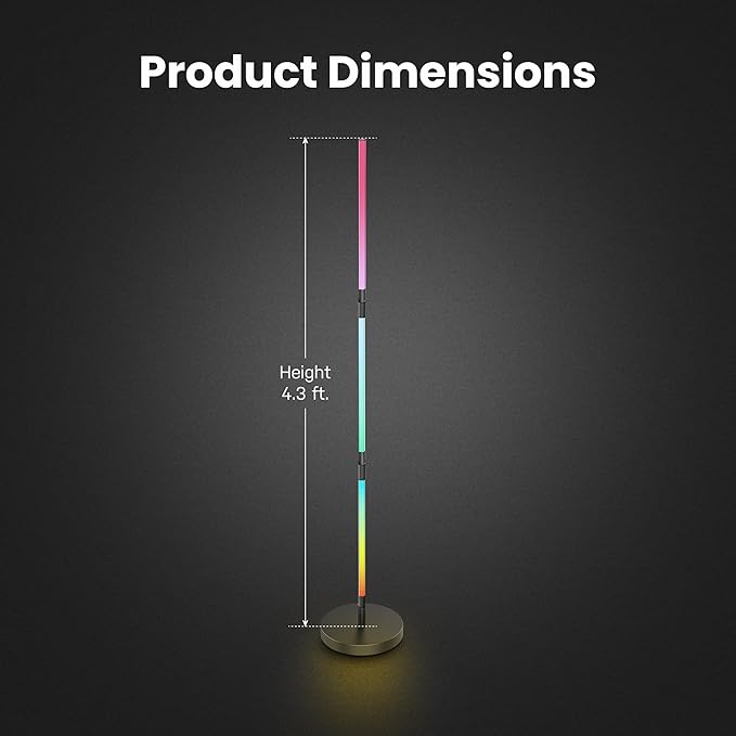 Feit Electric 52in Smart Floor Lamp, Syncs with Music, Millions of Colors, Wi-Fi Connected, Compatible with Alexa/Google, Custom Scenes & Effects, 25,000-Hour Lifetime, FLOOR52/RGB/AG