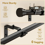 Curtain Rod 32-118 Inch, Heavy Duty 1 Inch Adjustable Curtain Rods for Windows, Black Long Window Treatment Rods, Modern Design, Easy Installation