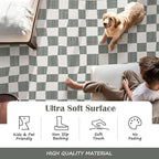 jinchan 8x10 Checkered Area Rugs for Kids Room - Machine Washable Soft Rug Modern Geometric Lattice Non-Slip Carpet for Nursery Playroom Classroom Living Room Bedroom Dining Room Home Office Grey