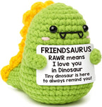 OCCdesign Mini for Women Christmas Birthday I Love You Friendsaurus Handmade Positive Crochet Dinosaur for Friendship Chrismas Inspirational Gift for Bestie Best Friends BFF
