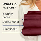Twin Sheets Set 4 Piece - Includes 2 Pillowcases - Bed Sheets Twin Size - Soft Hotel Luxury Bedding - Cooling, Comfy, Cozy & Breathable - 1 Flat & 1 Fitted & 2 Pillowcases w/ Deep Pockets - Burgundy