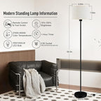 Floor Lamps for Living Room, Stepless Dimmable Floor Lamp with Remote, 2700K-6500K Colors Temperature & Brightness Adjustable,10W/1200LM Bright LED Floor Lamp, Modern Standing Lamp for Bedroom/Office