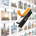 20 Pack Mini Self Adhesive Clips for Pictures - Black Wood Clip Photo Holders for Wall, Poster Hanger, Photo Cards Hanging Display Board & Picture Boards, Artwork Photos Holders Card Room Decor