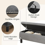 Furniliving Ottoman Bench with Storage, Folding Storage Ottoman Bench with Wood Legs, Upholstered Bedroom Bench with Button-Tufted, Entryway Bench Storage Bench for Bedroom, Linen (Darkgrey)