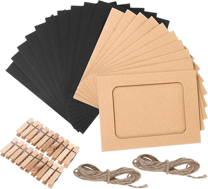 Giantree 20Pcs Photo Banner for Pictures, Paper Picture Frames, 4x6 Inch Photos Banner, Paper Photo Frame Photos String With Clips for Home Wall Decor,School and Office Decor(Style A)